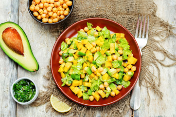 Mango avocado chickpeas salad