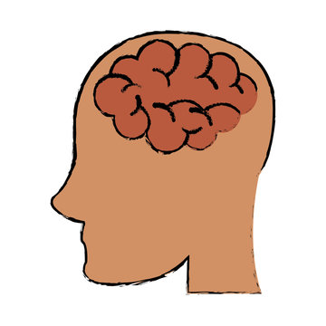 sketch person head brain think vector illustration eps 10