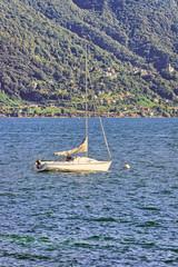 Boat at pier in Ascona in Ticino in Switzerland
