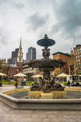 Fototapeta na wymiar Fountain at Boston Common public park of downtown Boston