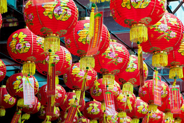 Chinese Lanterns outside a Building in Singapore