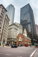 Fototapeta na wymiar Old State House in Financial district at Downtown Boston US