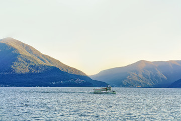 Passenger ferry at pier in Ascona Swiss