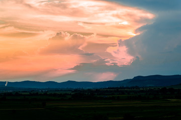 Dramatic clouds at the sunset