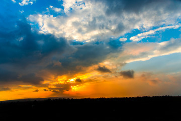 Dramatic clouds at the sunset