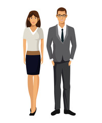 man and woman business team work support vector illustration eps 10