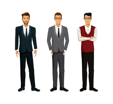 three men businessman team work vector illustration eps 10
