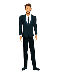 man bearded suit business executive vector illustration eps 10