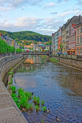 Tepla River and St Mary Magdalene Church in Karlovy Vary