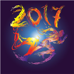 Runner created from flash on the background of 2017. The symbol of the new year.