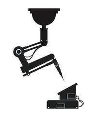 silhouette industrial robot arm mechanical vector illustration eps 10