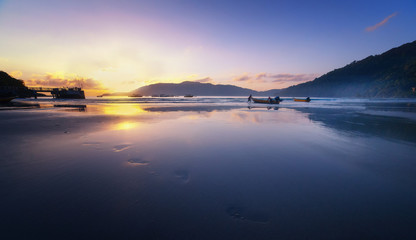 Morning view of the Long beach, Pulau Perhentian Kecil, Perhentian Island, Terengganu, Malaysia.