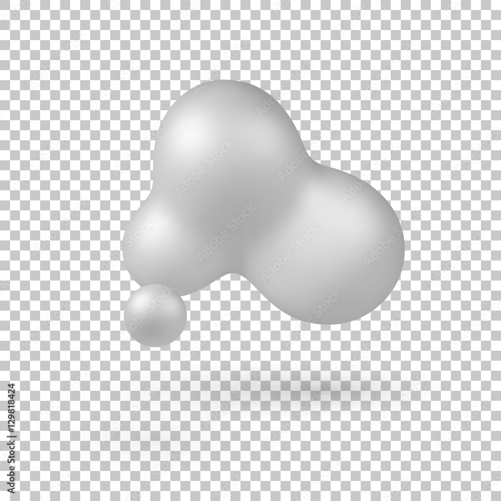 Poster white abstract shape, pearl with realistic shadow and transparent background for logo, design concep