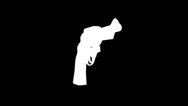 revolver gun rotation. 3d looped animation with alpha
