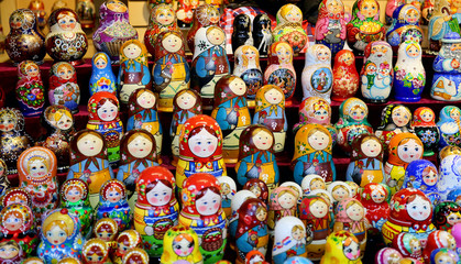 Fototapeta na wymiar Beautiful Russian toys dolls