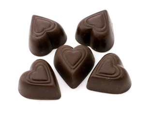 Chocolate candies isolated on white background.
