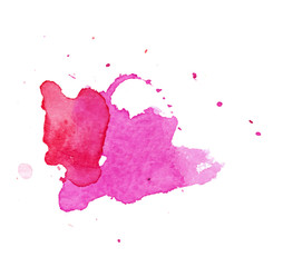 Colorful abstract watercolor circle with splashes and spatters. Modern creative watercolor background for trendy design.