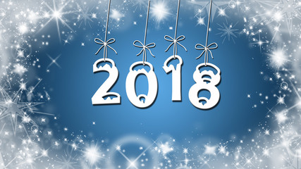 Year change to 2018, stars on blue background