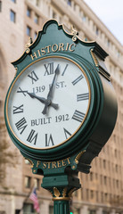Fototapeta na wymiar Historic F Street Clock in Washington DC