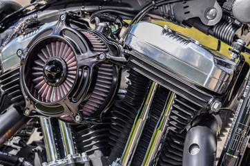 Harley engine custom air filter and cylinder