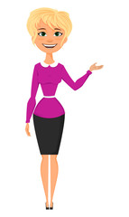 Young attractive smiling woman in stylish office clothes. Vector illustration