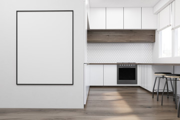 White kitchen with poster