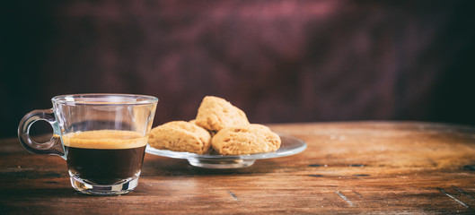 Transparent cup of espresso