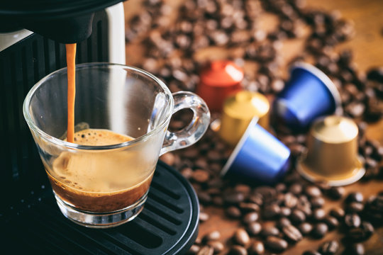 Cup Of Coffee With Capsules Nestle Nespresso Kaffeekapseln Stock Photo -  Download Image Now - iStock