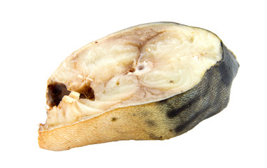 Smoked mackerel isolated on white background