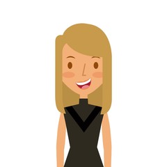 cartoon young girl smiling and wearing casual clothes over white background. colorful design. vector illustration