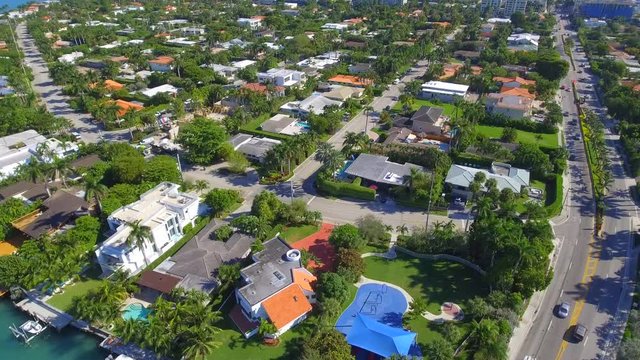 Aerial video of Bay Harbor Islands Miami Beach