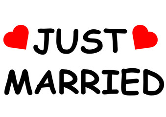 Just Married Schild mit Herzen