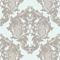 Vector Damask Lace floral ornament. Delicate intricate decorated for wedding ceremonies, anniversary, party, events. Beige color