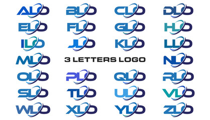 3 letters modern generic swoosh logo ALO, BLO, CLO, DLO, ELO, FLO, GLO, HLO, ILO, JLO, KLO, LLO, MLO, NLO, OLO, PLO, QLO, RLO, SLO, TLO, ULO, VLO, WLO, XLO, YLO, ZLO - obrazy, fototapety, plakaty