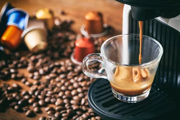 Zelfklevend Fotobehang Espresso coffee and machine © Rawf8