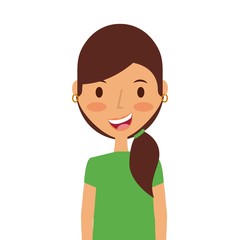 cartoon young girl smiling and wearing casual clothes over white background. colorful design. vector illustration