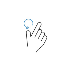 2 Finger rotate left line icon, touch & hand gestures, vector gr