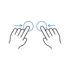 Two hand pinch line icon, touch & hand gestures, vector graphics