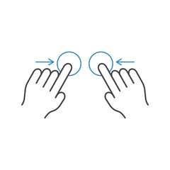 Two hand pinch line icon, touch & hand gestures, vector graphics