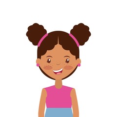 cartoon young girl smiling and wearing casual clothes over white background. colorful design. vector illustration