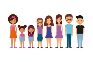 Obraz premium cartoon young people smiling over white background. colorful design. vector illustration