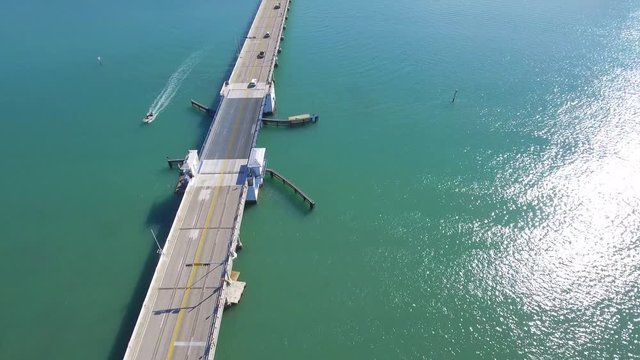 Aerial drone footage of the Broad Causeway Miami Beach