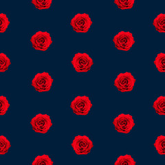 Panele Szklane Podświetlane  8-bitowy wzór czerwonej róży na ciemnoniebieskim