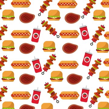 background of barbecue grilled food. colorful design. vector illustration
