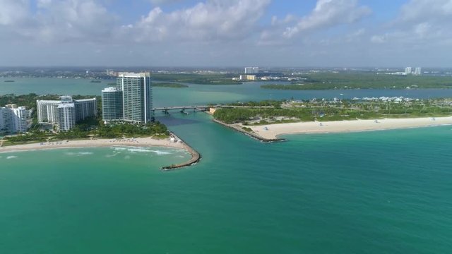 Aerial video of the Haulover inlet Miami FL