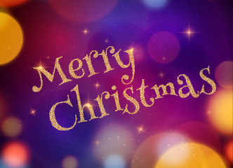 Christmas Typography on dark Xmas background with glowing light, stars. Vector Illustration. Xmas card invitation