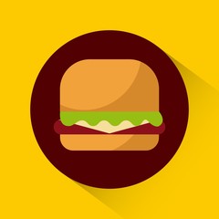 hamburger icon over brown circle and yellow background. colorful design. vector illustration