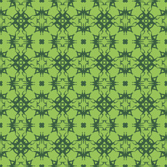 Green Ornamental Seamless Line Pattern. Endless Texture. Oriental Geometric Ornament