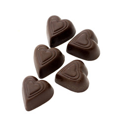 Chocolate candies isolated on white background.