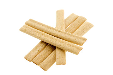 chocolate wafer sticks isolated on white background